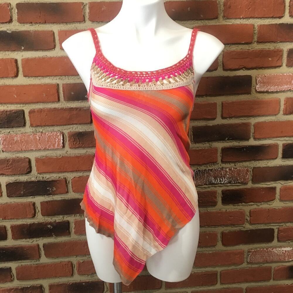 Pink Crochet Knit Tank Top sz S